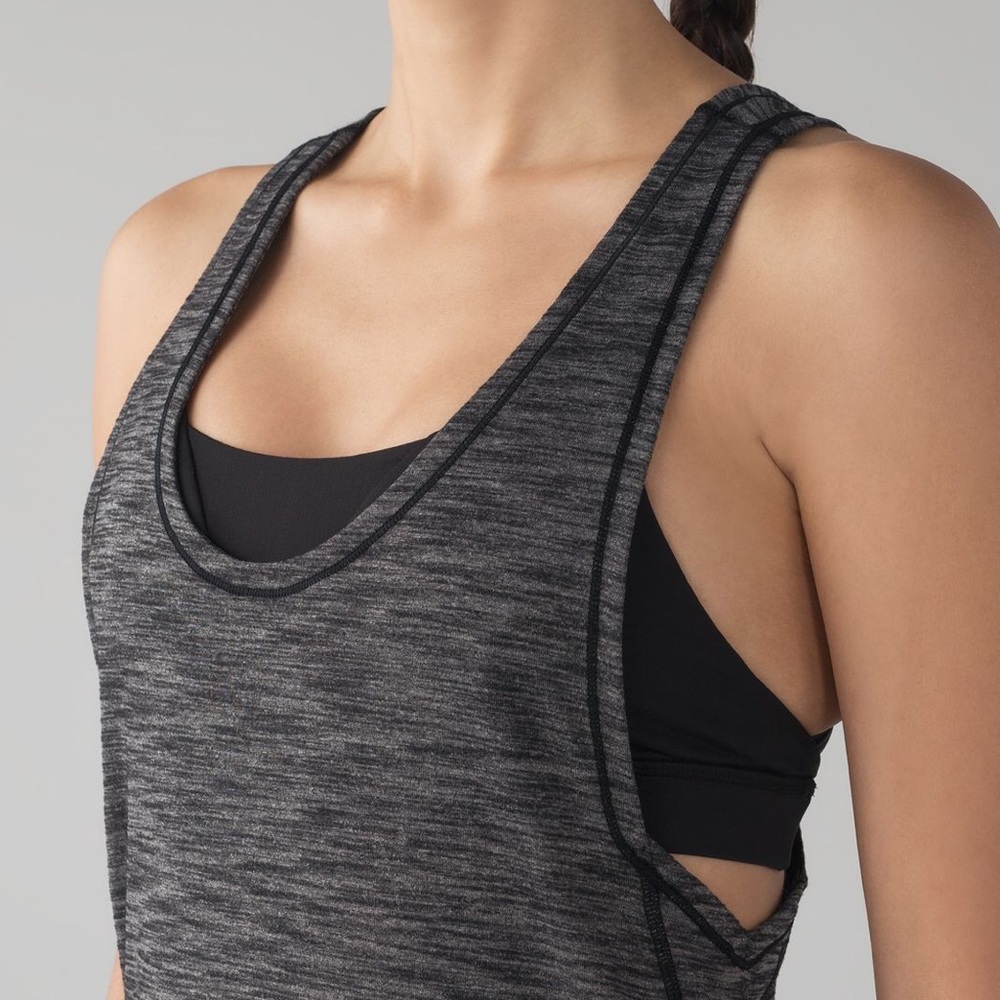 LULULEMON : Glide n’ stride Heathered Black w/ bra
